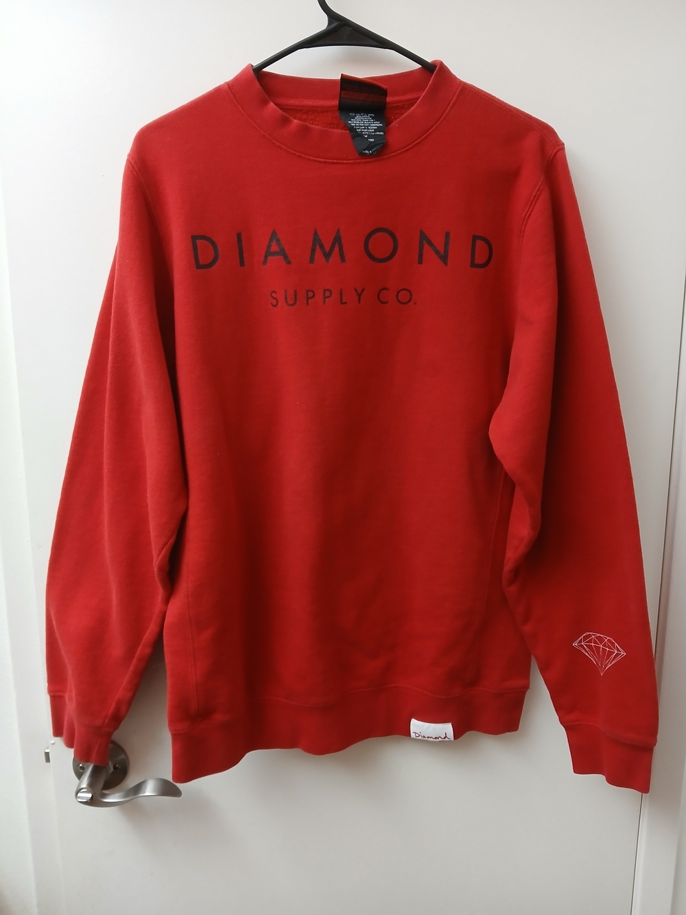 Diamond Supply Co. Red Crewneck Sweatshirt with Chest Logo